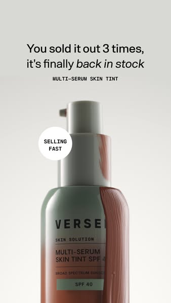 This ad promotes Verse's Multi-Serum Skin Tint SPF 40. The ad highlights the product's popularity and availabili