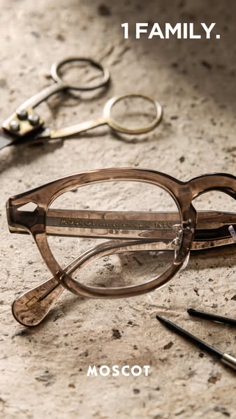 This image ad for Moscot Eyewear uses a visually simple layout to highlight the craftmanship behind the brand's vint