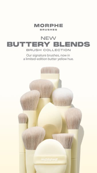 This image ad by Morphe promotes their new Buttery Blends Brush Collection, highlighting the limited-edition butter yell