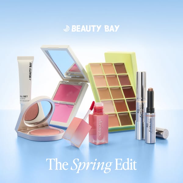 This ad showcases Beauty Bay beauty products in a visually appealing manner, highlighting the brand's curated select