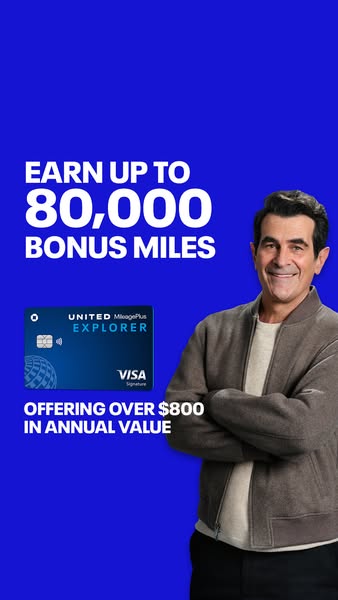 The ad promotes the United MileagePlus Explorer card and the benefits that come with it. The ad uses a celebrity endorse