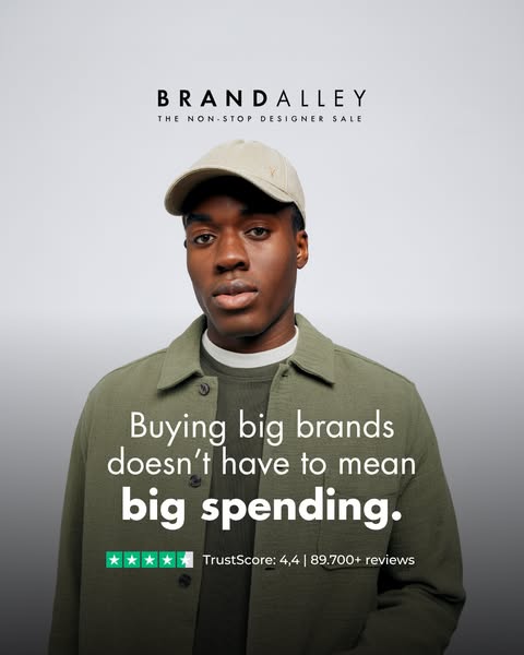 This ad promotes BrandAlley as a retailer that sells big designer brands at prices that don't break the bank. It use