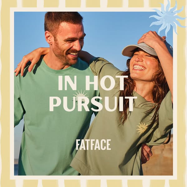 This ad features a happy couple wearing FATFACE t-shirts, promoting a sense of summer adventure and connection. The ad f