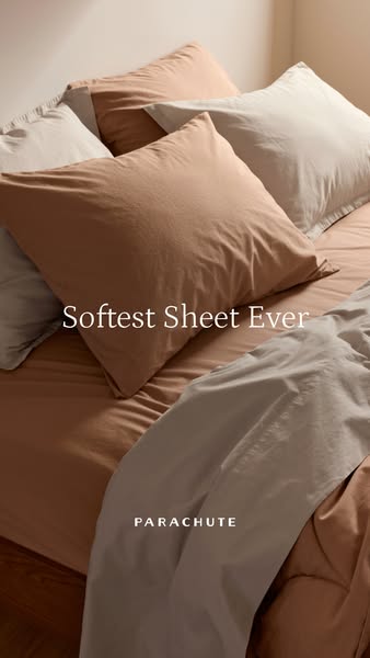 This ad showcases Parachute's softest sheet ever by showing a close up of a made bed and using that as the headline.