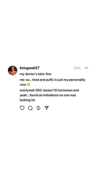 This ad is a screenshot of a social media post from a user talking about their experience with Everlywell's hormone 