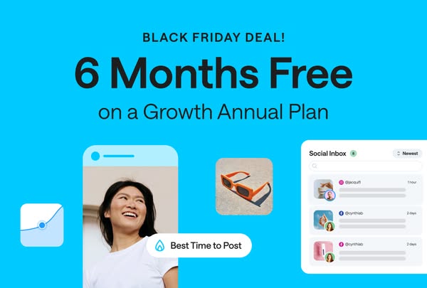 This image ad promotes a Black Friday deal for 6 months free on a Growth Annual Plan.