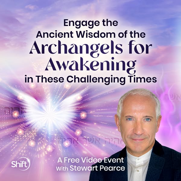 This ad promotes a free video event called "Engage the Ancient Wisdom of the Archangels for Awakening in These Chal