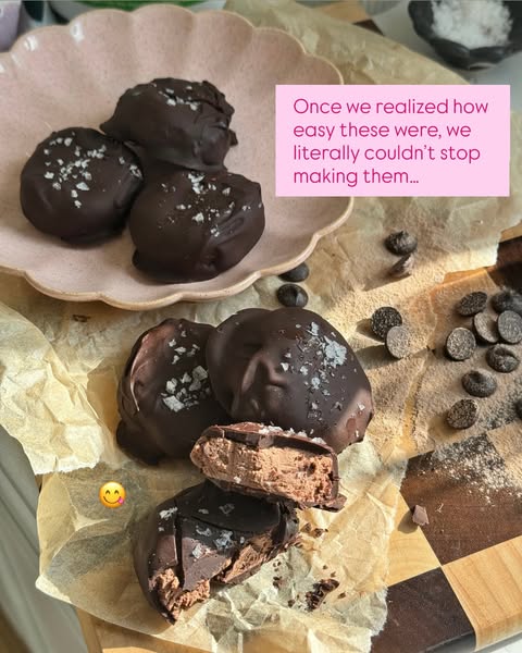 This image ad shows chocolate covered protein bites.