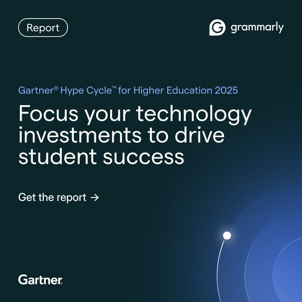 This ad promotes a report by Gartner on technology investments in higher education, encouraging viewers to download the 