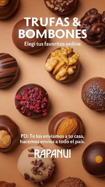 This ad for Rapanui promotes their truffles and chocolates, highlighting that customers can order their favorites online