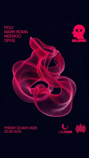 This is a promotional ad for an event called Blink featuring P.O.U, Mark Roma, Neenoo, and Opus.