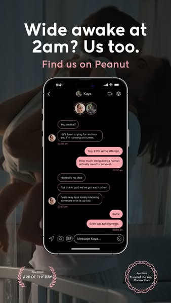 This image ad for Peanut uses a screenshot of a text message conversation to highlight the feeling of loneliness that ca