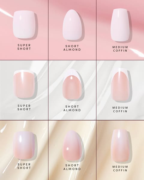 This ad showcases different nail shapes and lengths offered by the brand.