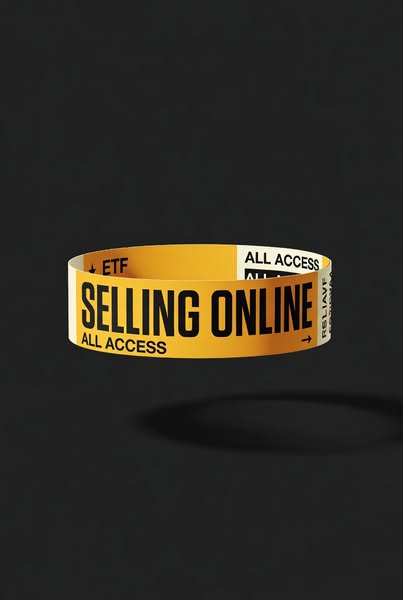 This ad uses the visual of an event wristband to promote online selling.