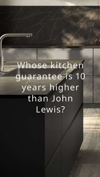 This ad uses a question to grab the viewer's attention and highlight the brand's superior kitchen guarantee comp