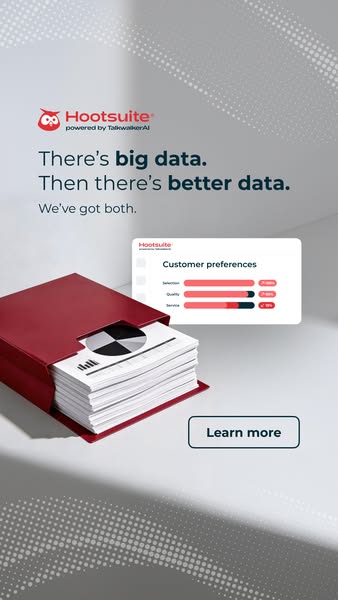 This ad promotes the Hootsuite platform and presents its ability to provide "better data" than other platforms
