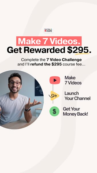 The ad promotes a course that teaches people how to make money on YouTube. The ad states that if you complete the 7 vide