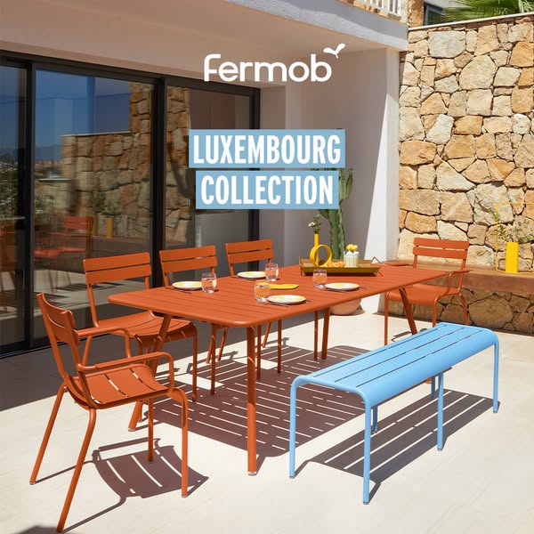 This ad features the Fermob brand and promotes the Luxembourg Collection. The ad showcases the brand's Luxembourg Co