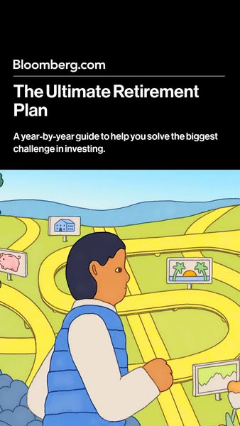 This ad from Bloomberg promotes their 'Ultimate Retirement Plan', framing it as a year-by-year guide to help sol