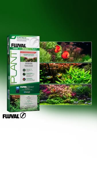 This ad showcases the Fluval Plant Pro 60 aquarium light, emphasizing its features and benefits for planted aquariums.