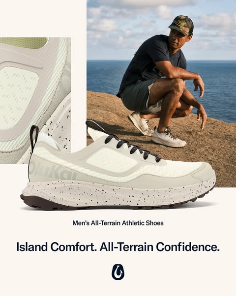 This ad showcases the brand's all-terrain athletic shoes, emphasizing their comfort and confidence-boosting qualitie