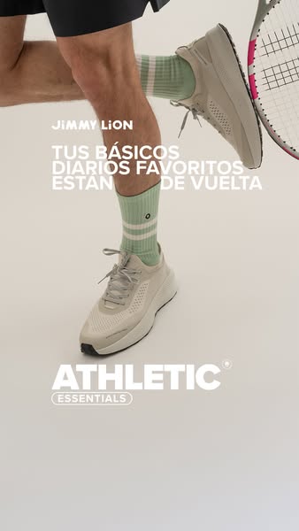 This ad features a person wearing Jimmy Lion socks and athletic shoes. The ad promotes Jimmy Lion socks and athletic ess