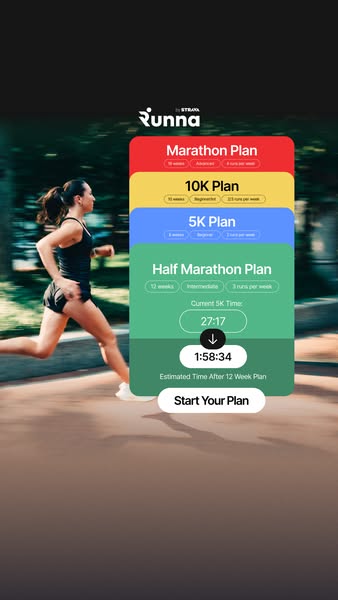 This ad for Runna promotes the running app and the different training plans that are available. The ad features a person