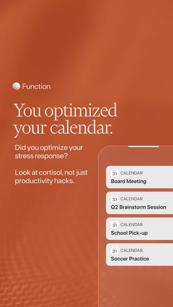 The ad uses the image of a phone calendar to suggest that users should optimize their stress response, and not just prod