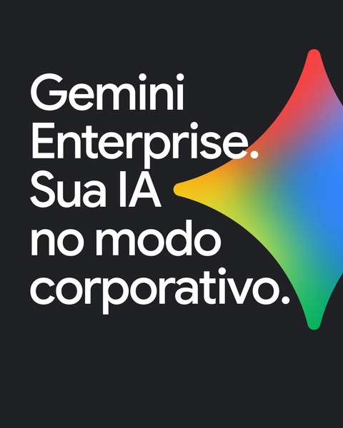 This ad promotes Gemini Enterprise AI with a simple text overlay and multicolored design.