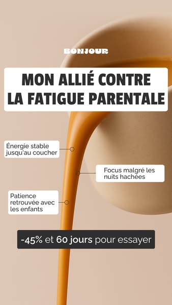 This ad for a supplement or beverage targets parents suffering from parental fatigue. The ad highlights the benefits of 