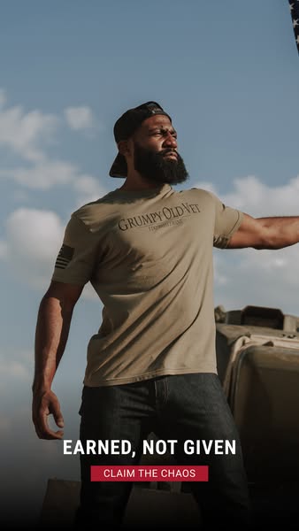 This image ad features a man wearing a t-shirt with the brand's logo on it. The ad is trying to convey a sense of pr