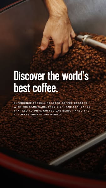 This ad focuses on fresh roasted coffee crafted with care and precision that led Onyx Coffee Lab being named the #1 coff