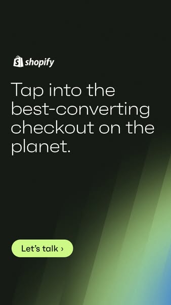 This ad for Shopify promotes its checkout feature, highlighting its high conversion rate and encouraging users to learn 