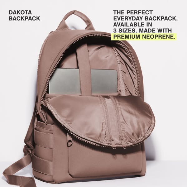 Image ad of the Dakota backpack, with a focus on its high quality, premium materials.