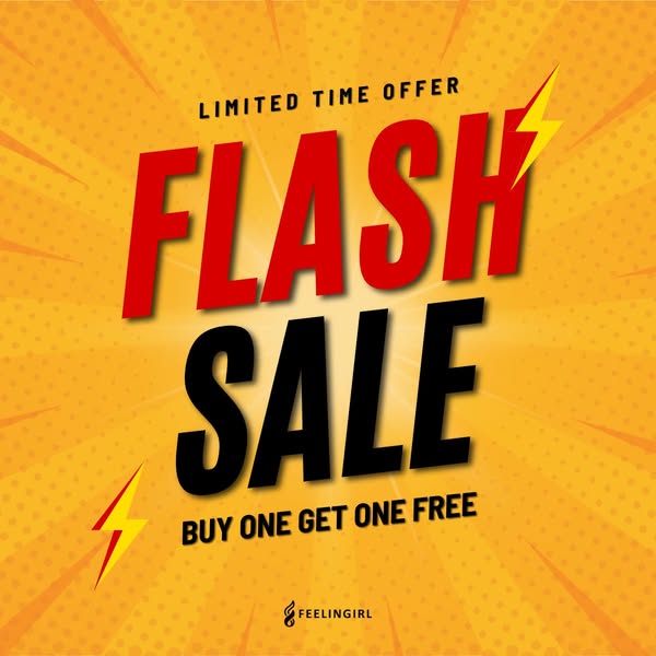 This image ad announces a limited time, buy-one-get-one free flash sale from Feelingirl.