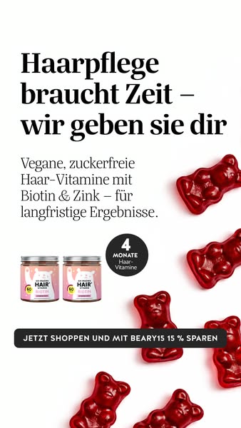 This ad for hair vitamins begins by stating that hair care takes time, but they can give it to you. It then lists the pr