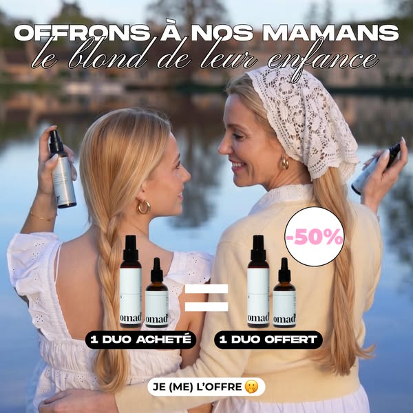 An ad featuring a blonde mother and daughter, with blonde hair, promoting a product designed to enhance blonde hair colo