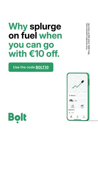 This ad for Bolt promotes their ride-sharing service by suggesting that users avoid spending money on fuel and instead u