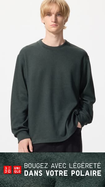 This ad features a man wearing a long-sleeved shirt from Uniqlo. The ad emphasizes the shirt's lightness and comfort