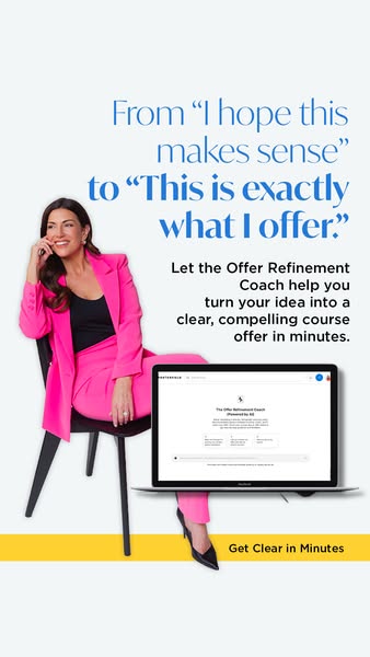 This image ad promotes the Offer Refinement Coach, a tool designed to help users clarify their course offers quickly. Th