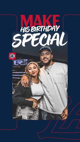 This image ad is for a product that can be used as a gift for a man's birthday. The ad features a photo of a couple.