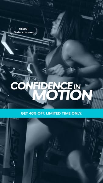 This image ad promotes a brand of treadmills, highlighting the confidence and motivation users gain from using the produ