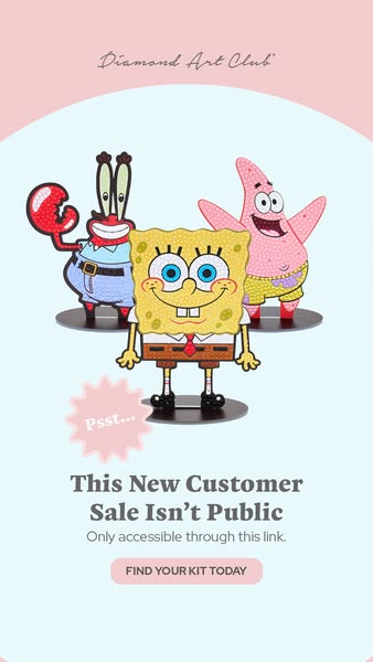 This image ad for Diamond Art Club is advertising a new customer sale that is not public. The ad features characters fro