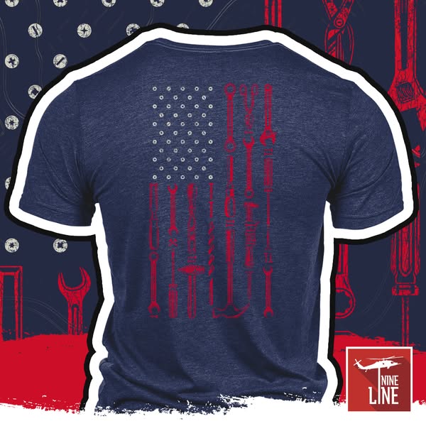 This ad features a t-shirt that has been designed with an image of the American flag. In place of the normal stripes and