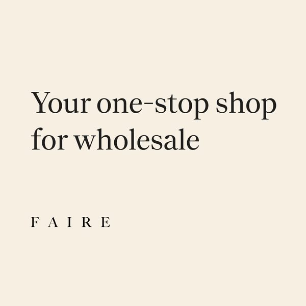 This ad is for Faire, a wholesale marketplace. The ad is simple and features the brand name and a short tagline.