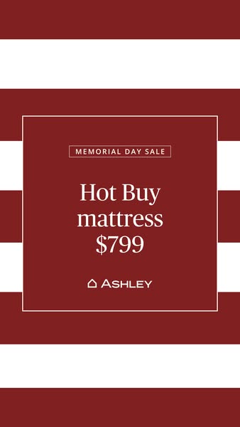 An ad promoting a mattress on sale during the Memorial Day sale.