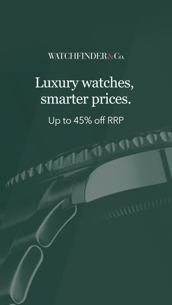 This Watchfinder & Co. image ad showcases their pricing on luxury watches.