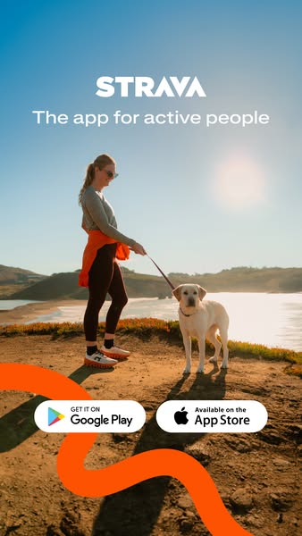 This ad for Strava features a woman walking her dog on a sunny day. The ad encourages viewers to download the app to tra