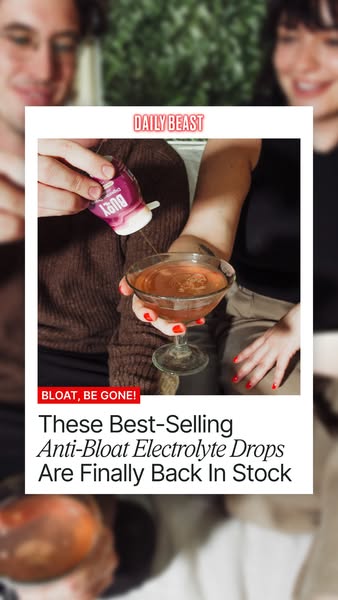 This ad promotes Buoy's anti-bloat electrolyte drops, highlighting that they are back in stock. The ad features a li
