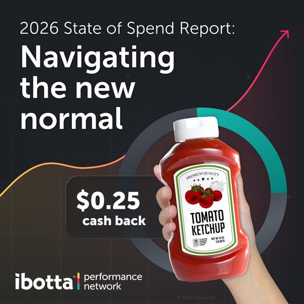 This is a paid social media ad for Ibotta promoting a cash-back offer on tomato ketchup purchases. The ad uses the conte